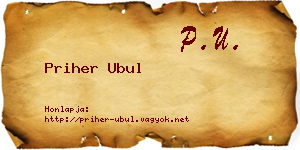Priher Ubul névjegykártya